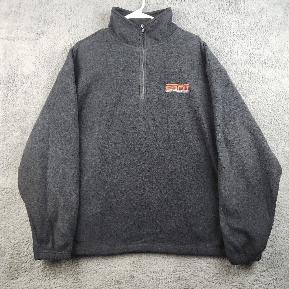 ESPN Sports Magazine Men’s Extra Large 1/4 Zip Lightweight Fleece Pullover Black